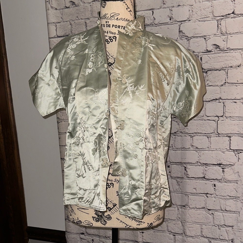 Custom Vintage Cheongsam Silk Short-Sleeve Traditional Top